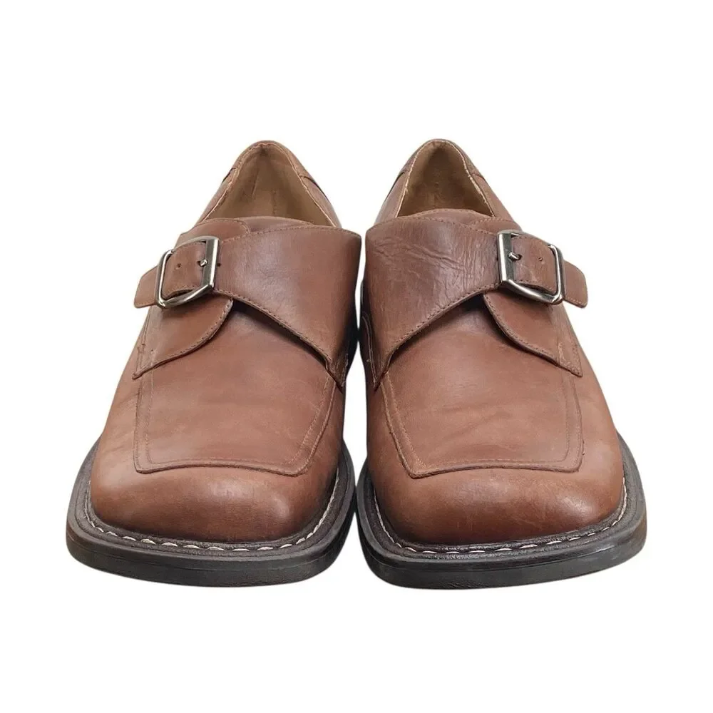 London Underground Bower Brown‎ Leather Monk Strap Buckle Shoes Men Size 12